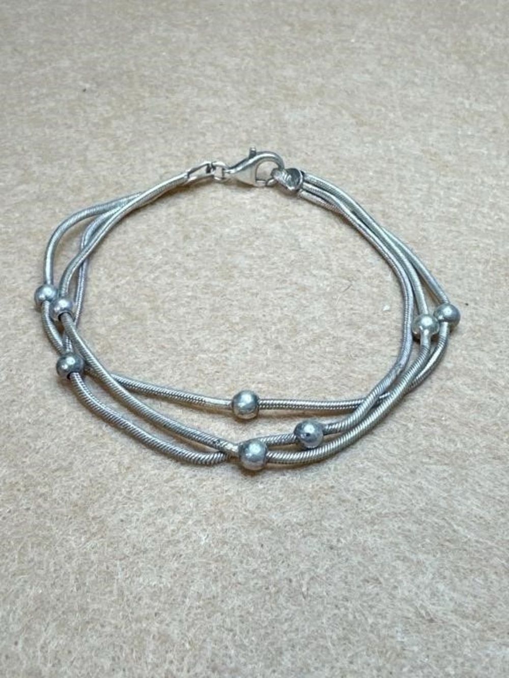 925 Italy Sterling Silver Multi-Strand Snake Chain Bracelet 7 1/8” 8.3g